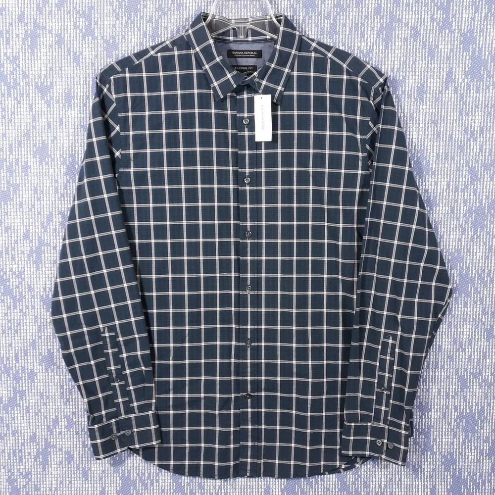 Banana Republic Shirt Mens Size Large Camden Fit Cotton Blue NEW